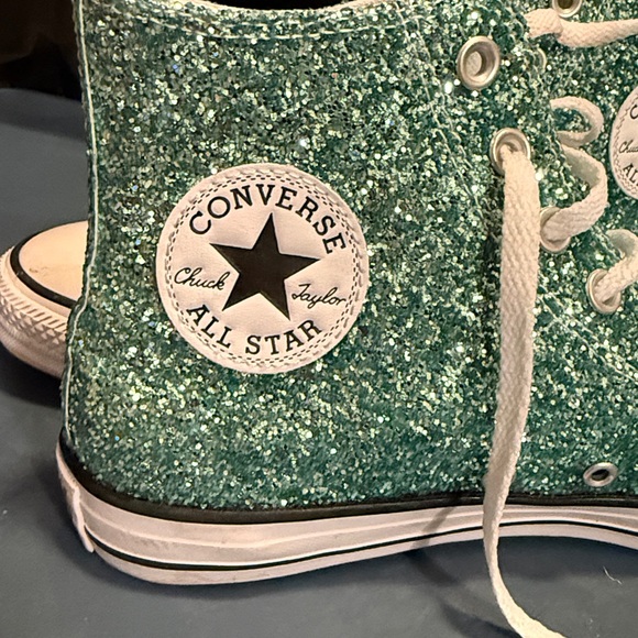 Converse Green Glitter High-Top Sneakers - Picture 2 of 5